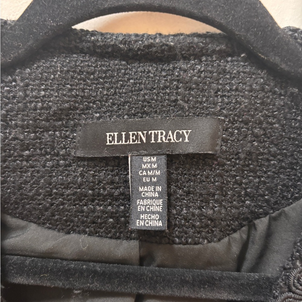 Ellen Tracy Black Bouclé Blazer with Gold Buttons - Picture 2 of 4